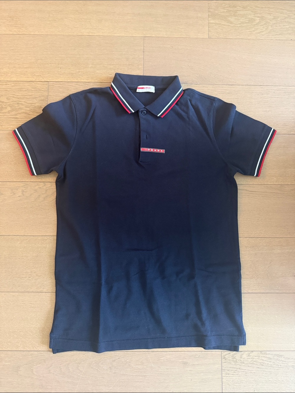 NWOT Prada Navy Polo with Red and White Trim